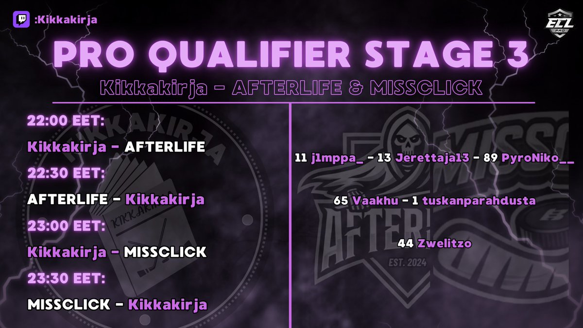 GAMEDAY‼️💜

IT ALL COMES DOWN TO THIS, OUR LAST CHANCE TO QUALIFY FOR PRO👑. I’M SURE OUR OPPONENTS ARE JUST AS EAGER TO WIN THESE MATCHES AS WE ARE, SO IT SHOULD BE A VERY ENTERTAINING NIGHT TODAY🍿. NOTHING WILL COME FOR FREE AND WE’LL HAVE TO BE ON OUR A GAME IF WE WANT TO