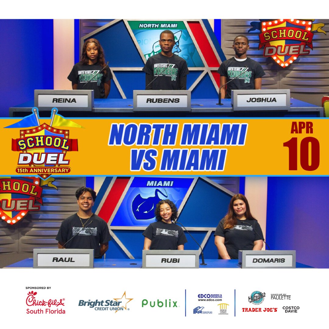 🔥 Game 7 of School Duel Drops This Thursday! 🔥

🏆 North Miami High vs. Miami Senior High – Who will take the win? 🤔💡

📺 Tune in this Thursday!
📅 April 10 | 🕗8PM
📍<a href="/BECONTV/">BECON-TV</a>
(Ch. 488 &amp; 19 Comcast | Ch. 63 AT&amp;T/Dish/DirectTV)

🔗 schoolduel.tv📢🏆