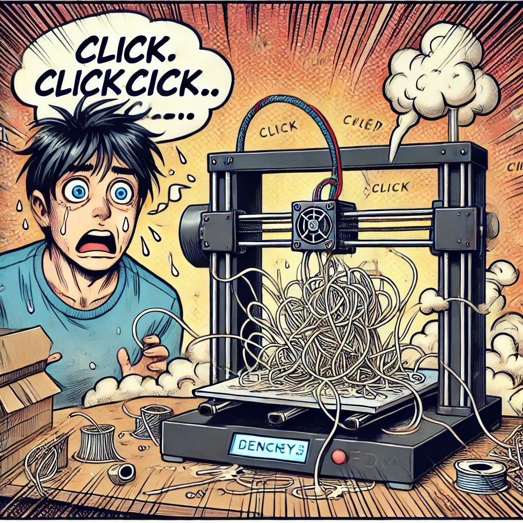 TriTechCreate's tweet image. WHEN YOU HEAR THE PRINTER CLICKING... BUT YOU STILL HAVE HOPE! #3DPrintHumor #PrintFailFriday #FilamentFrenzy