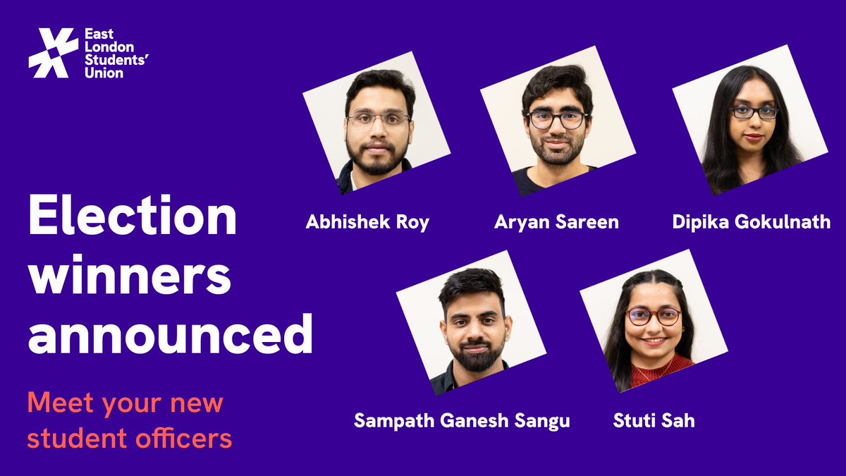 Next up, meet our new student officer team for 2025/26! 👏 👏 👏

A big thank you to everybody who voted – this year we had our highest ever number of voters, with more than 6000 students having their say. That’s almost twice as many as last year 🎉