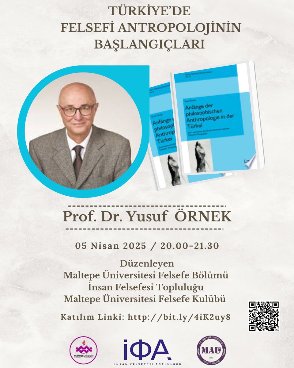 insan_felsefesi's tweet photo. HATIRLATMA: 5 Nisan 2025, 20.00
Prof. Dr. Yusuf Örnek hocamızın, Almanya'da Lit Verlag tarafından yayımlanan "Türkiye’de Felsefi Antropolojinin Başlangıcı" adlı eserinin temel argümanlarını ele alacağımız etkinliğimize bekliyoruz. Katılım için: https://t.co/46zy4X5VAL https://t.co/HHgpVpwaY9