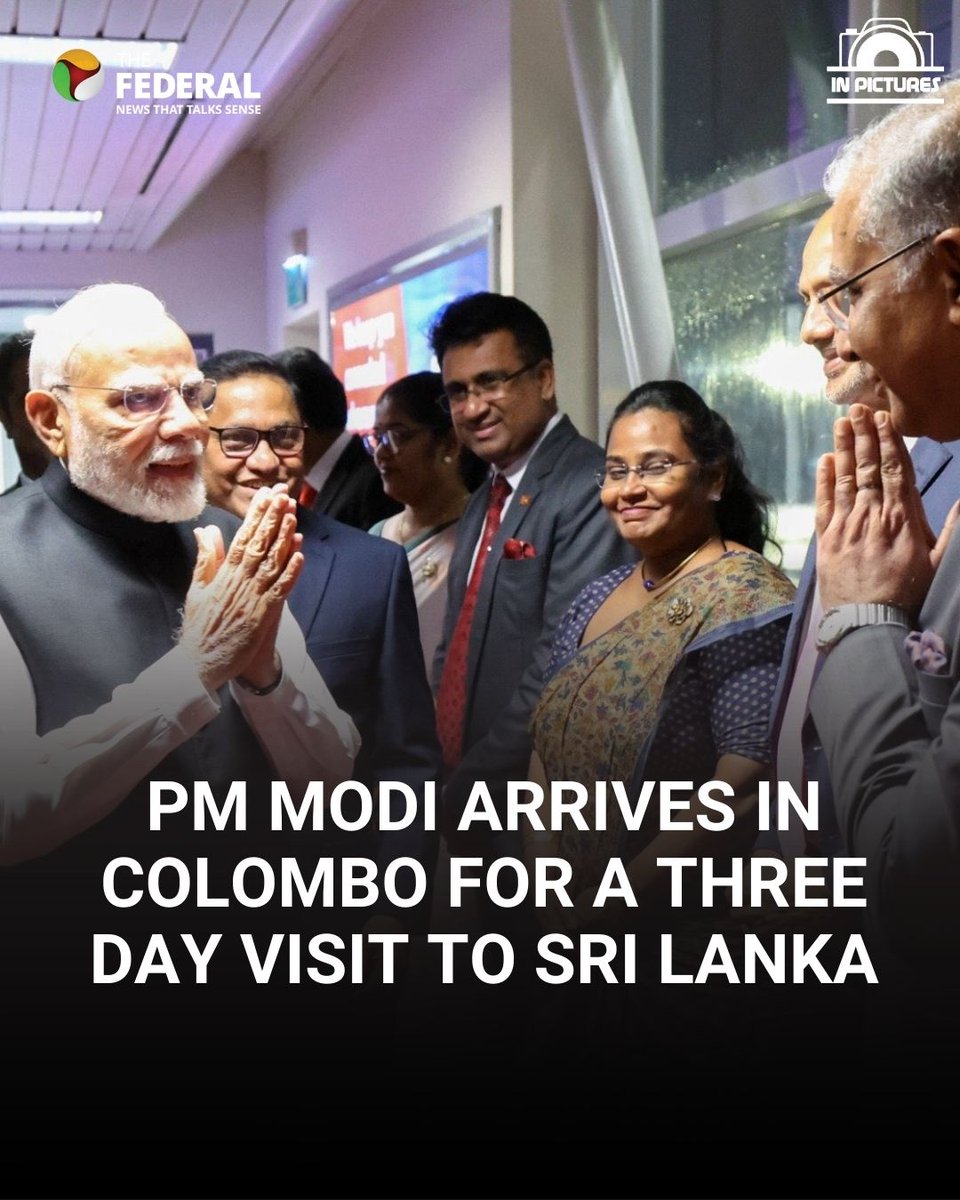 TheFederal_News's tweet photo. IN PICTURES | Indian PM #NarendraModi is the first foreign leader to visit #SriLanka since #AnuraDissanayake, a #Marxist, stormed to power last year in presidential elections
#ModiInColombo #ModiInSriLanka #IndiaSriLanka
Read more: https://t.co/dhaa1IT37L https://t.co/pqXO0HINBN