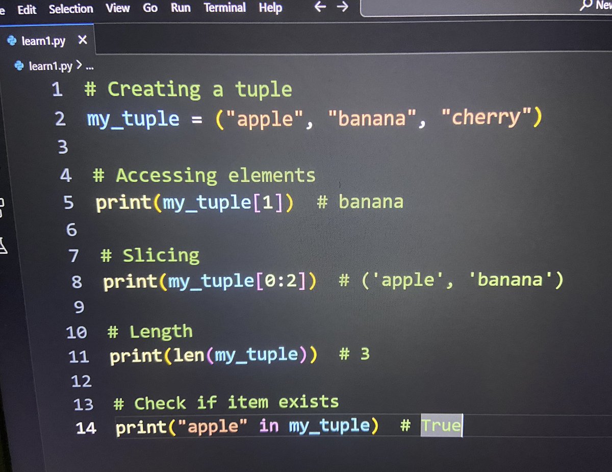 Pythonic_Sumit's tweet image. Day - 4

A tuple is a group of values stored together in round brackets ().
Once created, you can&apos;t change the values inside it.#Python #DataScientists #ai #MachineLearning #SpaceX