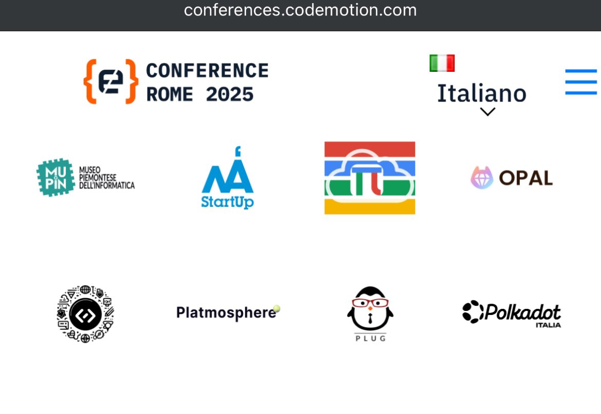 PolkadotItalia's tweet photo. Polkadot Italia tra i Partner di Codemotion Rome 2025, una delle realtà più importanti per gli sviluppatori in Italia
Un bel riconoscimento per questi nostri tre mesi come rappresentanti Polkadot
🎟 Risparmia il 20% con il codice PARTNER_PolkadotIT
#CodemotionRome @dotfellowship