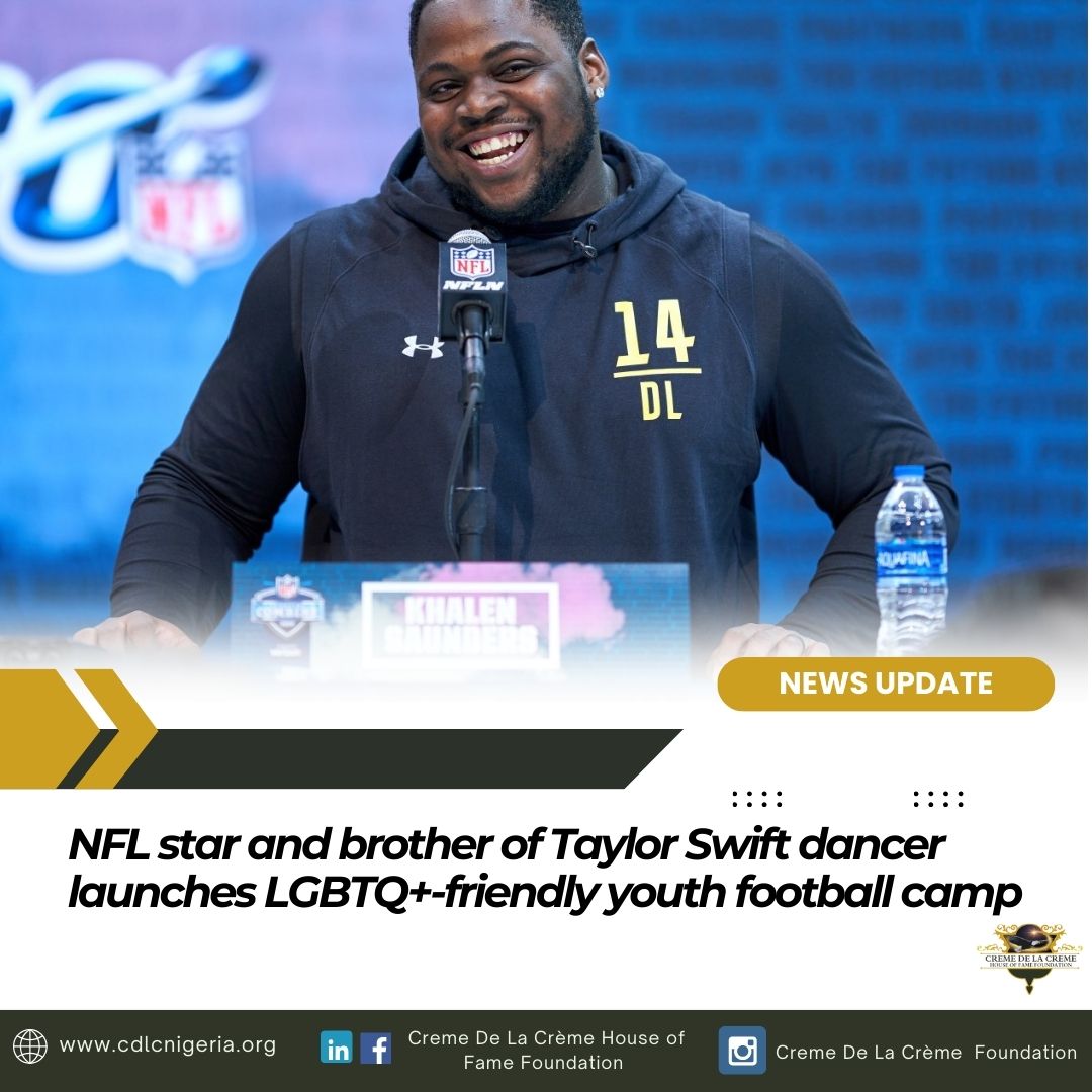 cdlc_foundation's tweet photo. NFL star Khalen Saunders, who is the brother of Taylor Swift’s backing dancer Kameron Saunders, has launched an LGBTQ+-friendly youth football camp.

Read more 
https://t.co/r1E3VbvR3V https://t.co/ozo9E8JTAF