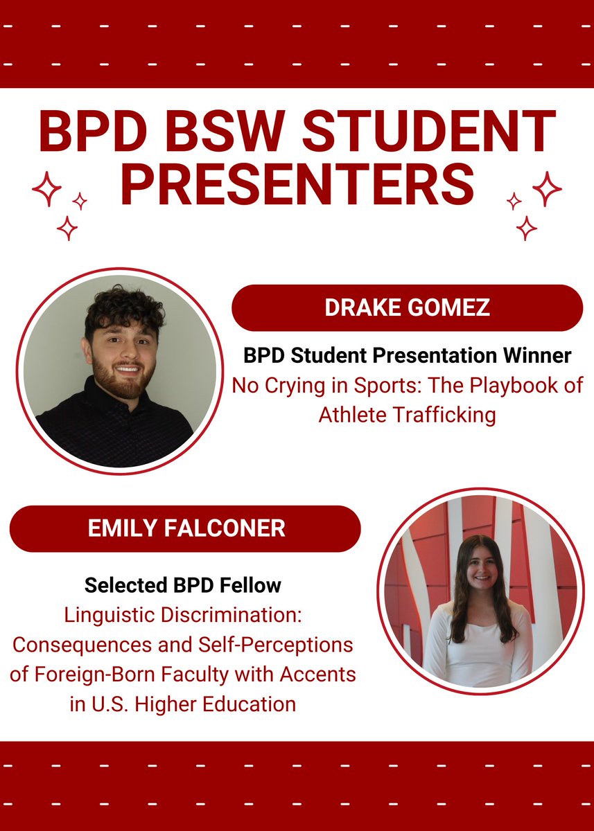 Last month at the BPD Conference, our undergraduate students made outstanding accomplishments! Drake Gomez won "Best Student Presentation" and Emily Falconer was selected as a distinguished BPD Fellow.

We are so proud of our Wolfpack scholars! 🐺🥳