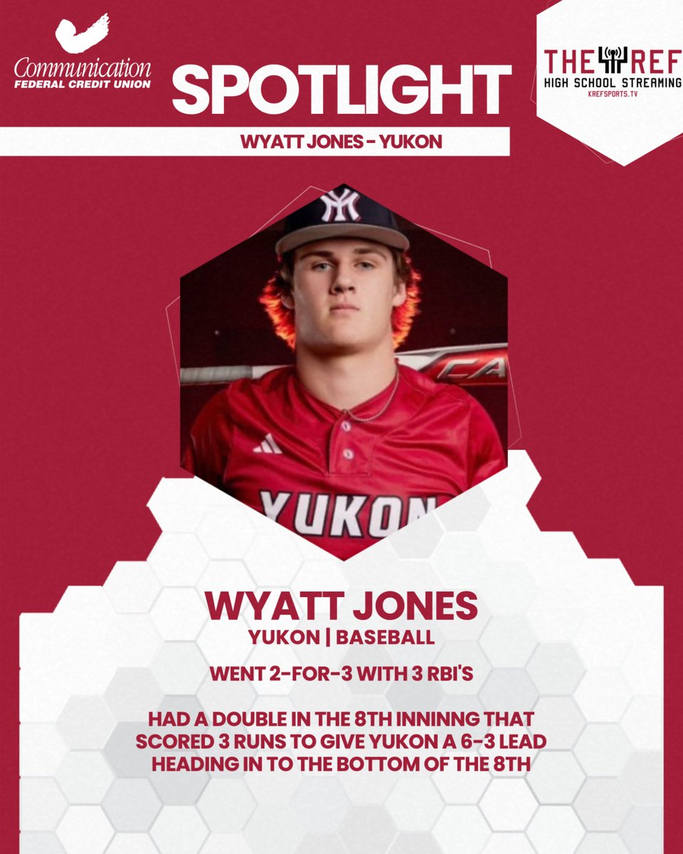 KREFSportsTV (@krefsportstv) on Twitter photo Wyatt Jones (<a href="/WyattJones_08/">Wyatt Jones</a>) came through clutch yesterday for the Yukon Millers (<a href="/YukonMillerBB/">Yukon Miller Baseball</a>) ⬇️
Yukon picked up a big win over Edmond Santa Fe, 6-3.
#okpreps Wyatt Jones (<a href="/WyattJones_08/">Wyatt Jones</a>) came through clutch yesterday for the Yukon Millers (<a href="/YukonMillerBB/">Yukon Miller Baseball</a>) ⬇️
Yukon picked up a big win over Edmond Santa Fe, 6-3.
#okpreps