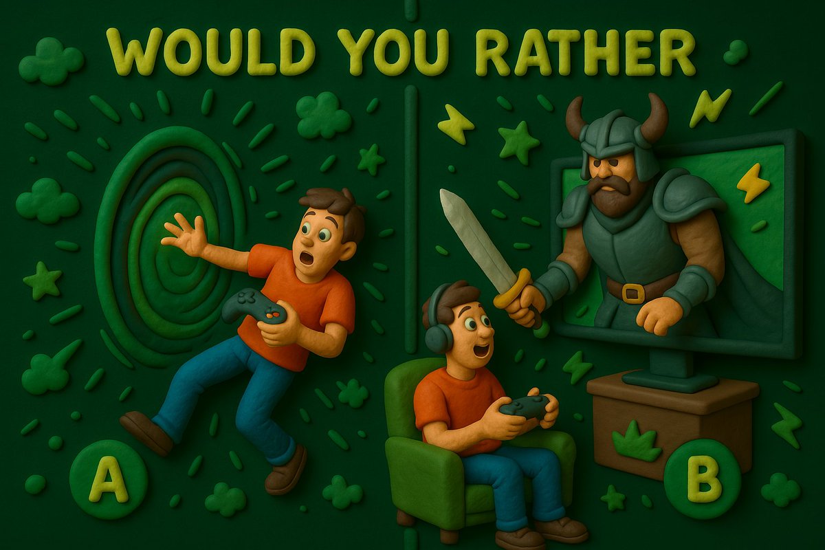 gameterminal_'s tweet photo. Would you rather:

A) Be trapped in your favorite game world forever 🌎

B) Bring your favorite game character into real life 🤖

Which are you choosing? 👀 https://t.co/3lELCJcCMW