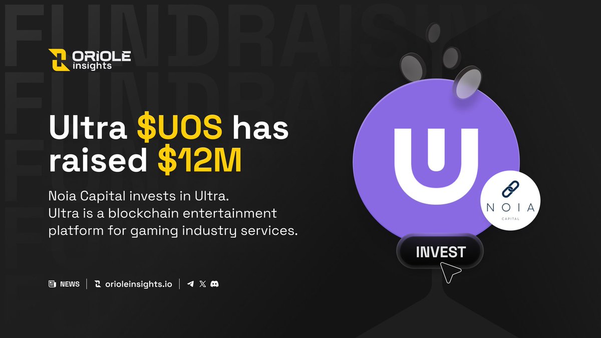 OrioleInsights's tweet image. NEW FUNDING 💰: @Ultra_io $UOS has raised $12M in a new funding round led by @NOIACapital.

With a current fully diluted valuation of around $48 million, this raise represents approximately 25% of Ultra’s #FDV — a notable move given the project’s current scale.
#Crypto…