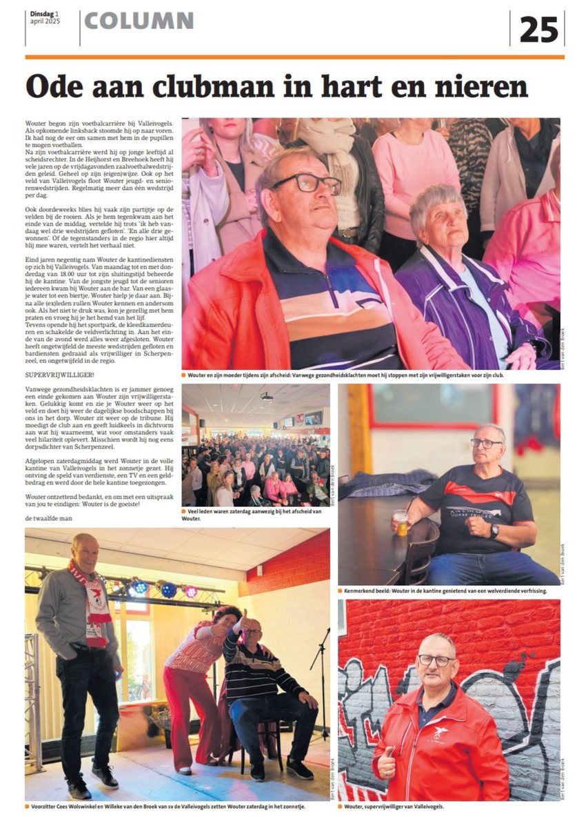 Column 'Wouter'
Dit is een ode aan supervrijwilliger Wouter
ten Broek. Wie in Scherpenzeel woont of heeft gewoond zal hem zeker van gezicht kennen,
maar waarschijnlijker is dat je hem ergens gesproken hebt. Wouter is een bekende Scherpenzeler. 
Geen BN-er maar BS-er.
#column