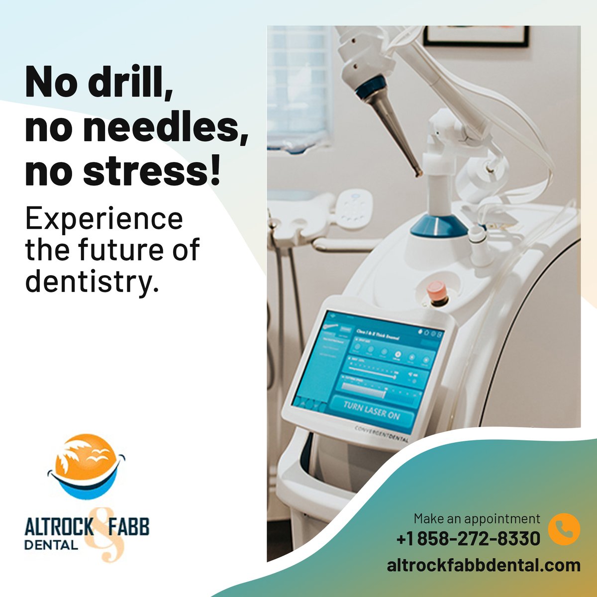 AltrockD's tweet photo. 🦷 Experience Painless Dentistry with SOLEA!Hate the sound of the drill? The SOLEA Laser allows us to perform many procedures without anesthesia and with no discomfort! Say goodbye to fear and hello to a stress-free dental experience.

#PainFreeDentistry #SOLEALaser #AdvancedCare https://t.co/6cWNgkgkp0