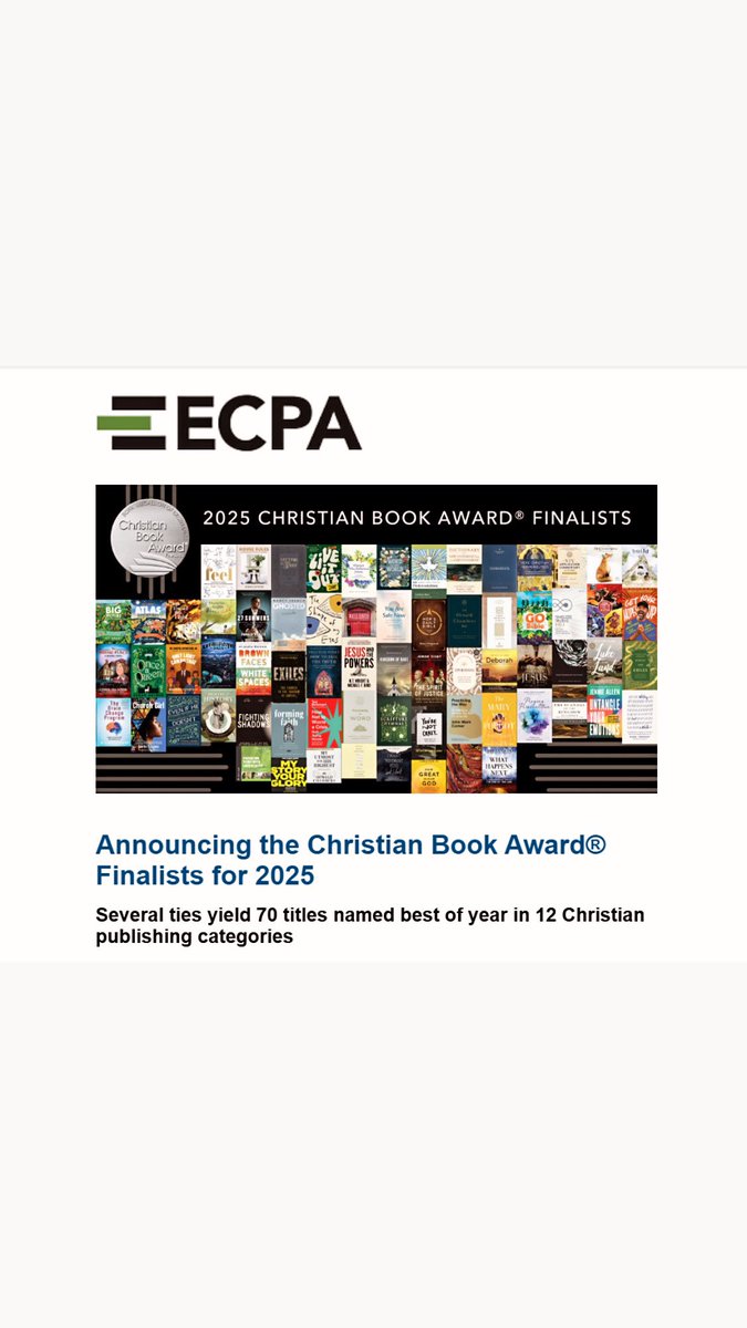 Very honored by the news  that *The Mary We Forgot* is an <a href="/ecpa/">ECPA</a> Christian Book Award Finalist for 2025! Amazing #Grateful