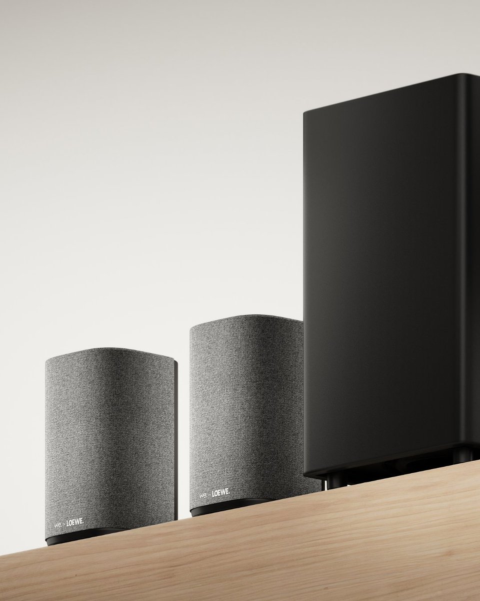 Loewe's tweet photo. We. BOOST redefines the way you listen. Engineered and designed in Germany, wrapped in sleek ash grey acoustic fabric and controlled with a smart remote, it's designed to bring depth and detail to everything you hear.

#WebyLoewe #WeBOOST #HomeTheater https://t.co/M5Cz1ETpfP