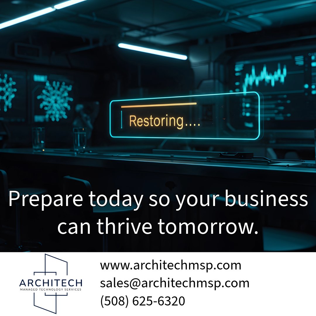 ArchitechLC's tweet image. 💾 Backup &amp;amp; Disaster Recovery: Plan for the Unexpected

📧 Contact us: info@architechmsp.com
🌐 Learn more: architechmsp.com

#DataBackup #BusinessContinuity #DisasterRecovery #ArchitechMSP