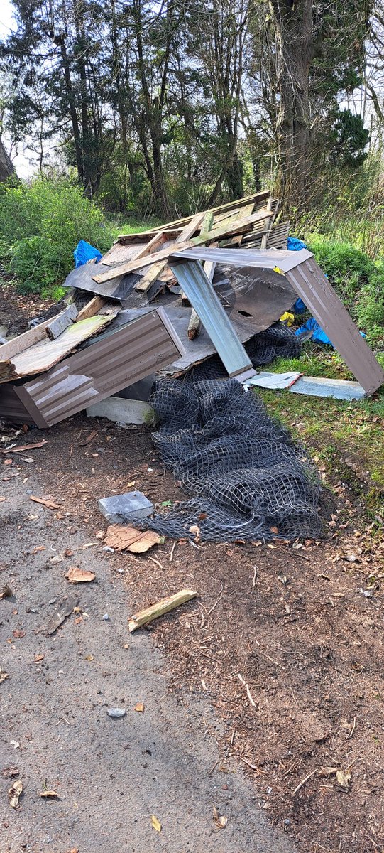 Fly tipping lower Clarke Lodge Rd. Spar food label from 17/2/25 visible. Absolutely disgusting. Already reported to <a href="/ANBorough/">Antrim & Newtownabbey Borough Council</a>