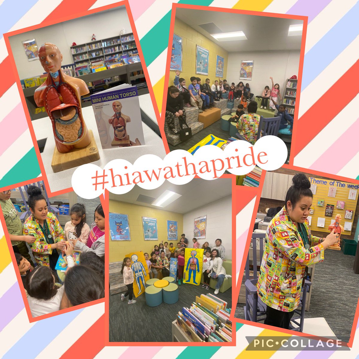 Hiawatha School is blessed to have an amazing librarian! Mrs. Rivera is always looking for ways to bring the curriculum alive and even recruit a guest teacher. Happy Librarian Day! #hiawathapride #d100inspires
