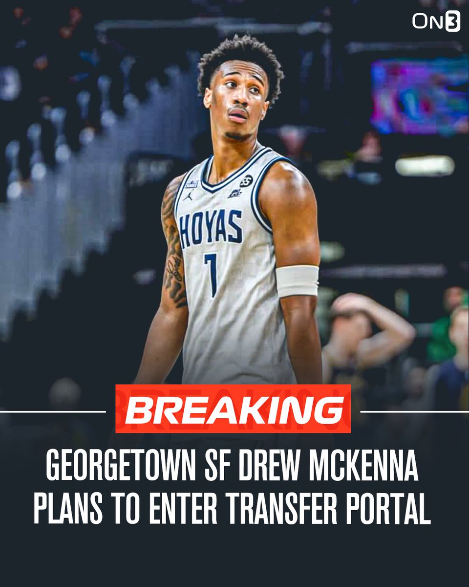 Georgetown forward Drew McKenna tells <a href="/On3sports/">On3</a> he plans to enter the Transfer Portal. 

McKenna is a 6-9/215 freshman originally from Maryland and a former 4-Star recruit <a href="/drewmcknna/">Drew Mckenna</a>

on3.com/db/drew-mckenn…