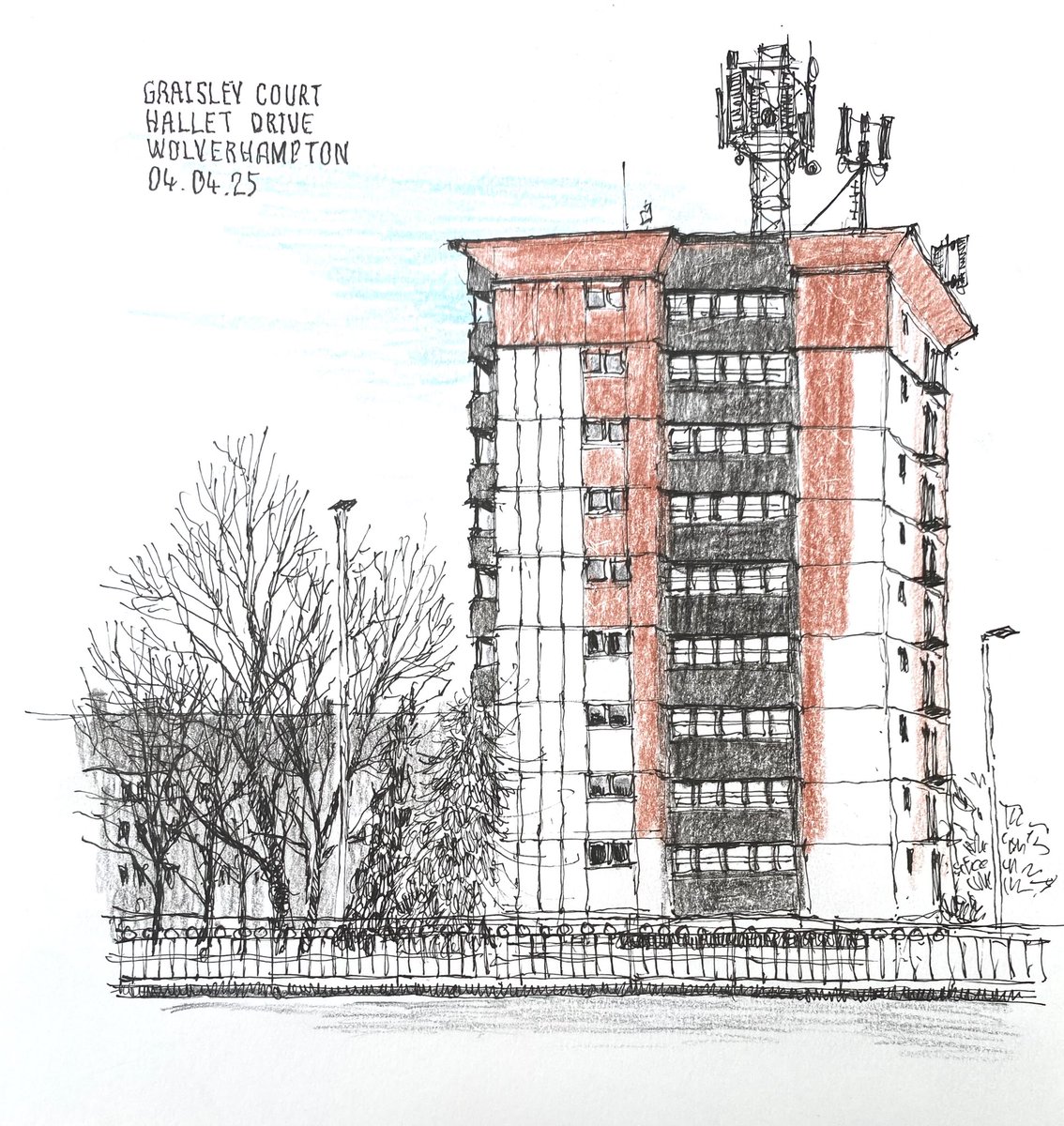 Wolverhampton sketching today - Graiseley flats