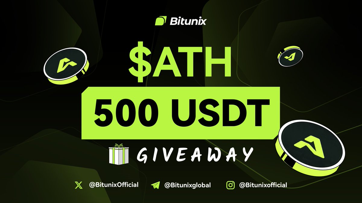 $500 $ATH GIVEAWAY! 🎁

How to participate 👇
1️⃣ Follow @bitunixofficial, RT &amp; tag friends
2️⃣ Join us on t.me/bitunixglobal

Share your $ATH ROI to boost your chances! 🚀

📅 April 4 – April 11 ▪︎ 20 winners