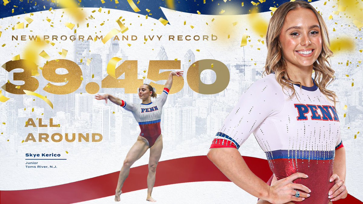 PennGym's tweet image. The best on the brightest stage! 👏

Skye's 39.450 at NCAA Regionals topped former 2008 Olympian Alicia Sacramone for the best AA score in Ivy League and program history! ❤️💙

#FightOnPenn🔴🔵