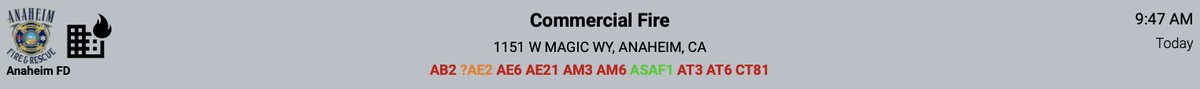 #BREAKING #Anaheim #Disneyland 3-4 cars involved on the 5th floor as of posting, working on getting more water to the fire 2 stand pipes in use with water pressure issues, truck 3 is down and cannot supply water, running lines up stairwells to the 5th floor