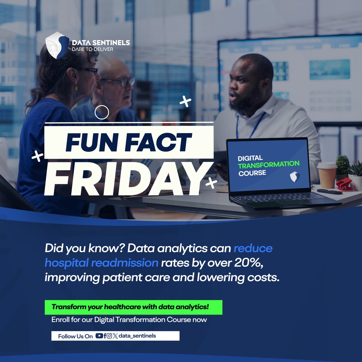 Data_Sentinels's tweet photo. Data analytics can reduce hospital readmissions by 20%+ 

Better care, lower costs… and fewer "Guess who's back again?" moments at the ER. Transform your healthcare game—enroll in our Course today!
https://t.co/YDy4EP6n8E 

#FunFactFriday #HealthcareInnovation https://t.co/RH2Arr9mzG