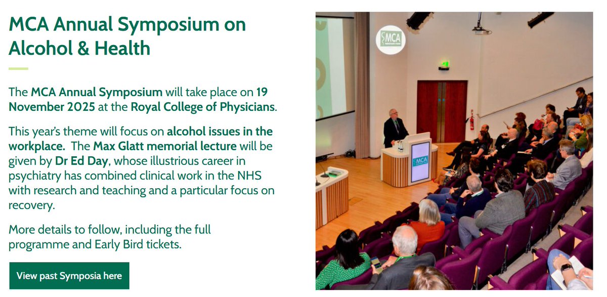 MCA (@mca_med) on Twitter photo 📅Save The Date:
The MCA Annual Symposium 2025 will be held on Wednesday 19 November '25 at the RCP, London.
Theme: Alcohol Issues in the Workplace.
The Max Glatt memorial lecture will be given by Dr Ed Day
Prog & booking available soon!
m-c-a.org.uk
<a href="/UK_AHA/">Alcohol Health Alliance UK</a> 📅Save The Date:
The MCA Annual Symposium 2025 will be held on Wednesday 19 November '25 at the RCP, London.
Theme: Alcohol Issues in the Workplace.
The Max Glatt memorial lecture will be given by Dr Ed Day
Prog & booking available soon!
m-c-a.org.uk
<a href="/UK_AHA/">Alcohol Health Alliance UK</a>