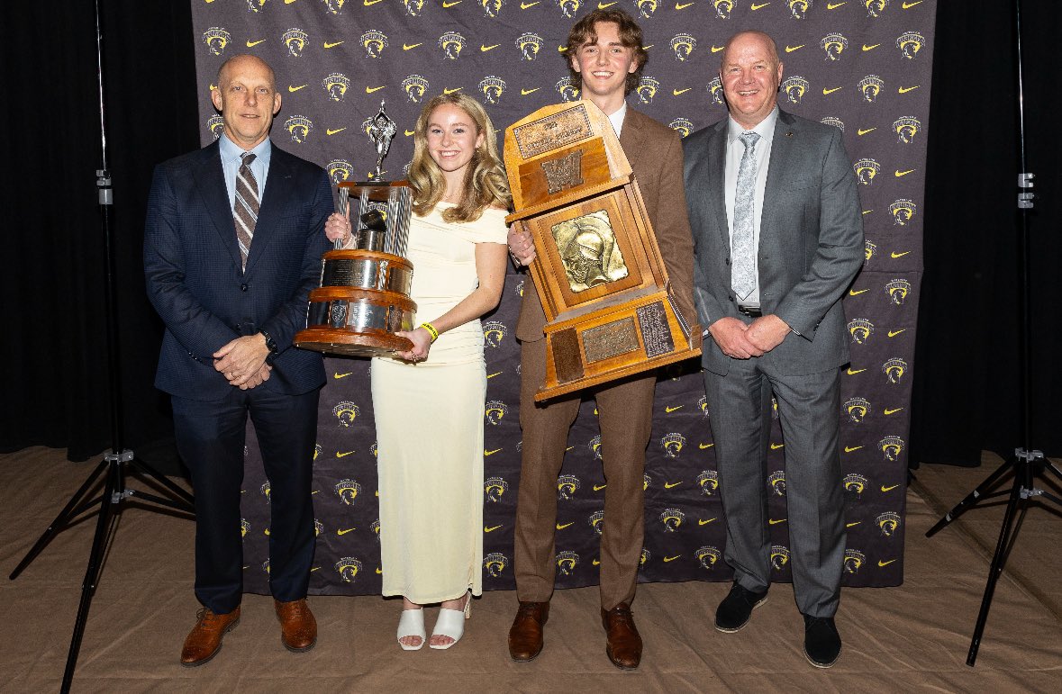 Athletes of the Year – Meagan Hobson &amp; Matt Onuska
 
Meagan Hobson (Field Hockey) and Matt Onuska (Men’s Hockey) are Waterloo’s Athletes of the Year after outstanding seasons.
 
Read more: athletics.uwaterloo.ca/news/2025/4/2/…
 
#GoBlackGoGold