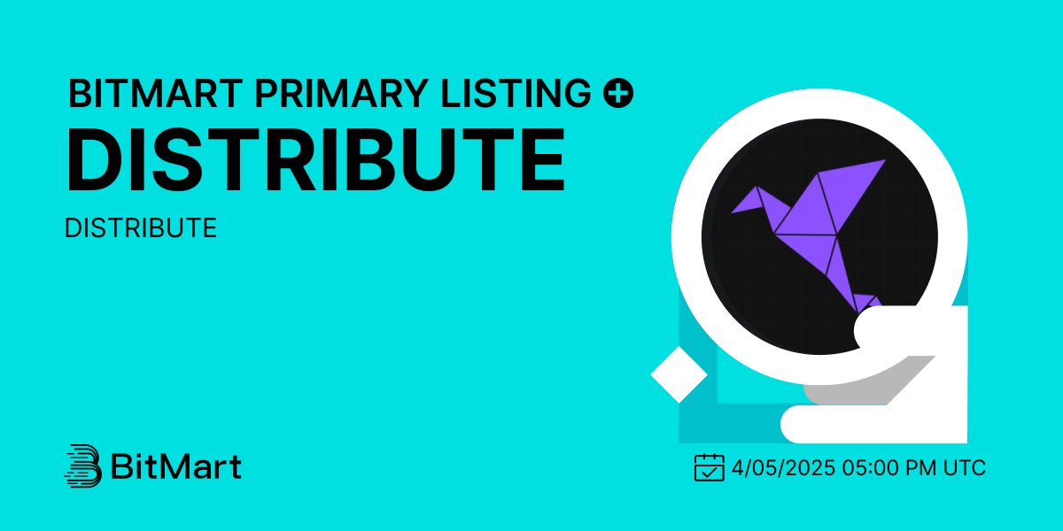 #BitMart is thrilled to announce the primary listing of DISTRIBUTE (DISTRIBUTE) <a href="/distribute_sol/">Distribute</a> 🎉

💰Trading pair: DISTRIBUTE/USDT
💎Deposit: Available
💎Trading: 04/05/2025 5:00 PM UTC 

Learn more: bitmart.zendesk.com/hc/en-us/artic…