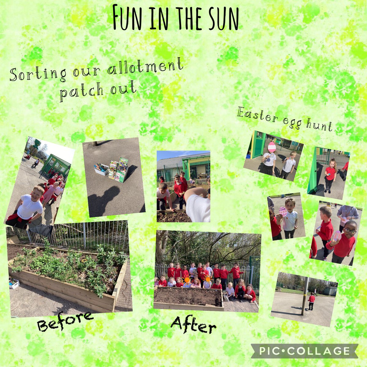This afternoon Dosbarth 5 embraced the change in weather and #seizedtheseason by taking our learning back outdoors. We visited our allotment and enjoyed a special treat 🌸🐣 #healthyconfidentindividuals <a href="/garntegprimary/">Garnteg Primary</a> <a href="/misssgilbey95/">@misssgilbey95</a>