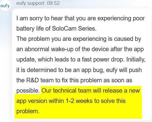 ChexXM3's tweet photo. @EufyOfficial Don't buy Eufy cameras. It's been about a month with solocams discharging 20-30 percent daily and still no fix from @EufyOfficial . This is suppose to be a security device and it's not reliable in the least. https://t.co/2rbsdZh1xX