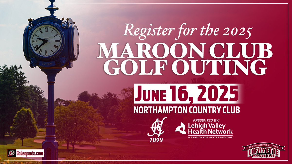 Lafayette Athletics (@goleopards) on Twitter photo Registration for the 2025 <a href="/LafCol/">Lafayette College</a> Maroon Club Golf Outing is now open ⛳️ 🐆
Details & Registration ⬇️
goleopards.com/news/2025/4/7/…
<a href="/LafayetteAlumni/">Lafayette Alumni Engagement and Annual Giving</a>
#RollPards #ClimbTheHill Registration for the 2025 <a href="/LafCol/">Lafayette College</a> Maroon Club Golf Outing is now open ⛳️ 🐆
Details & Registration ⬇️
goleopards.com/news/2025/4/7/…
<a href="/LafayetteAlumni/">Lafayette Alumni Engagement and Annual Giving</a>
#RollPards #ClimbTheHill