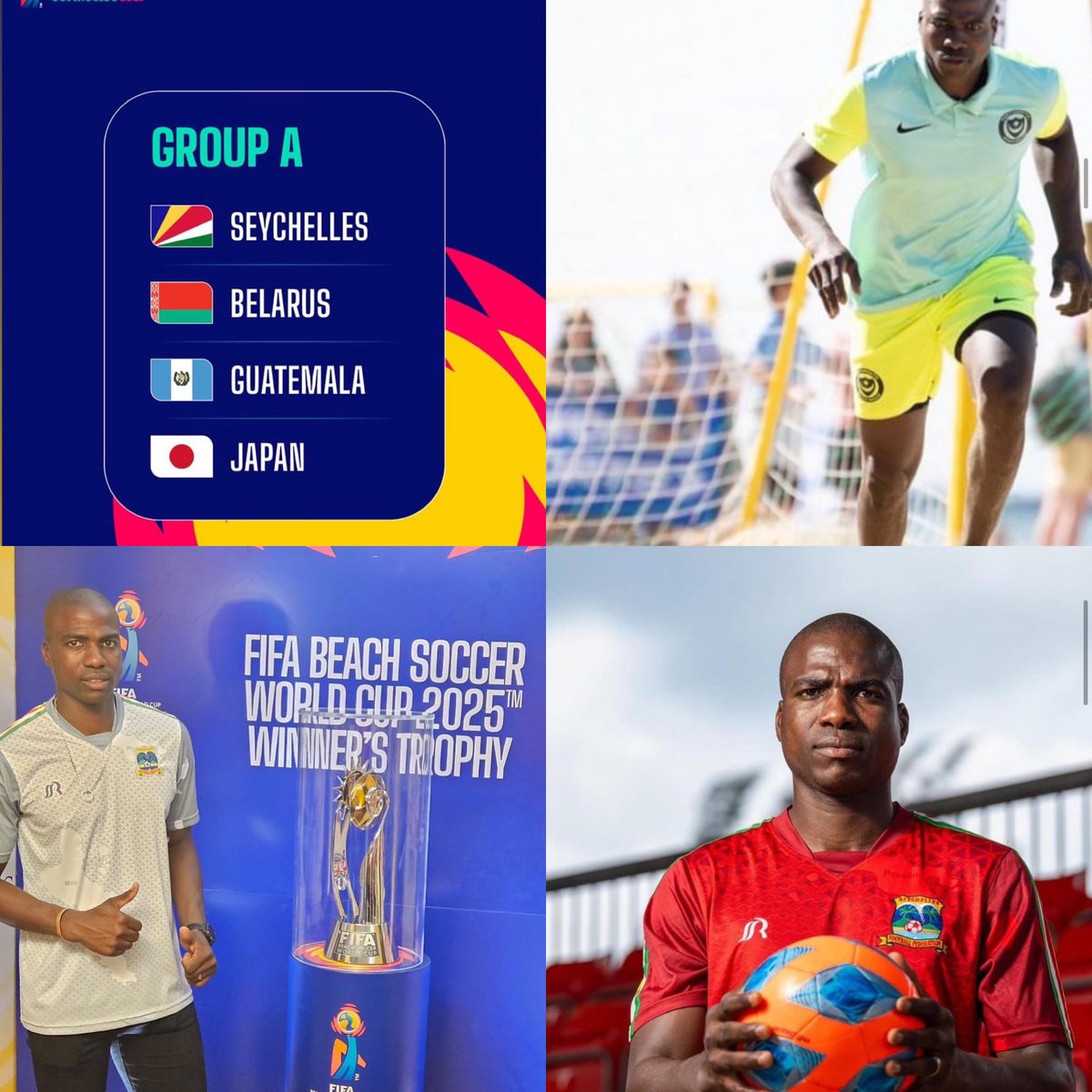 The draw has been made for the fifa 2025 World Cup .
Portsmouth beach soccer player Rondy onezime is  ready to play for the host nation <a href="/SeyFoot_com/">Seychelles Football Federation</a> 
An interview with Rondy live from the Seychelles  will be coming soon!