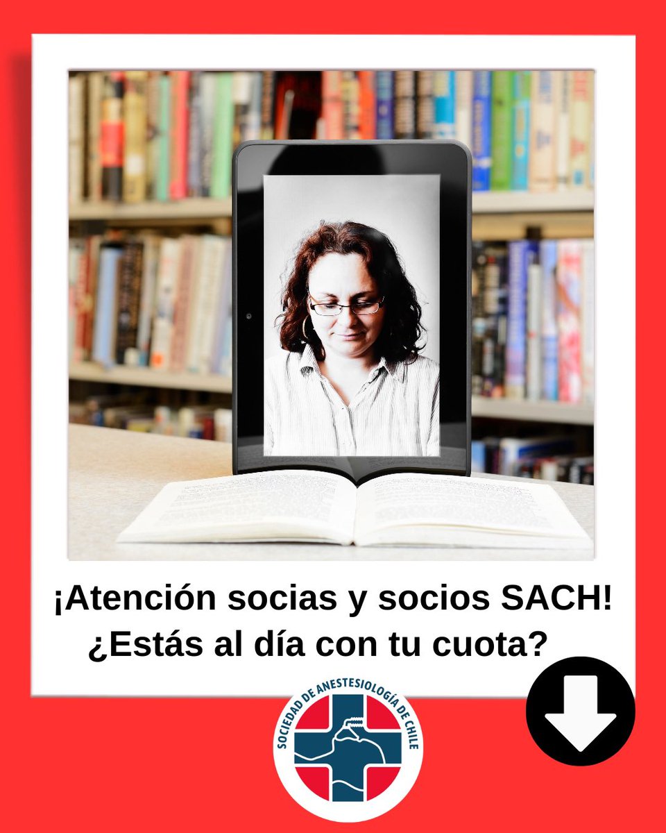 SACH (@sanestesiachile) on Twitter photo Soci@s con cuotas al día:
Acceso liberado OVID y revistas científicas +importantes:
📚 British Journal of Anaesthesia
📚 Anesthesia & Analgesia
📚 RAPM – Regional Anesthesia & Pain Medicine
🚨 Para consultas sobre tus cuotas u otros, escribe a: contacto@sachile.cl 🚨 Soci@s con cuotas al día:
Acceso liberado OVID y revistas científicas +importantes:
📚 British Journal of Anaesthesia
📚 Anesthesia & Analgesia
📚 RAPM – Regional Anesthesia & Pain Medicine
🚨 Para consultas sobre tus cuotas u otros, escribe a: contacto@sachile.cl 🚨