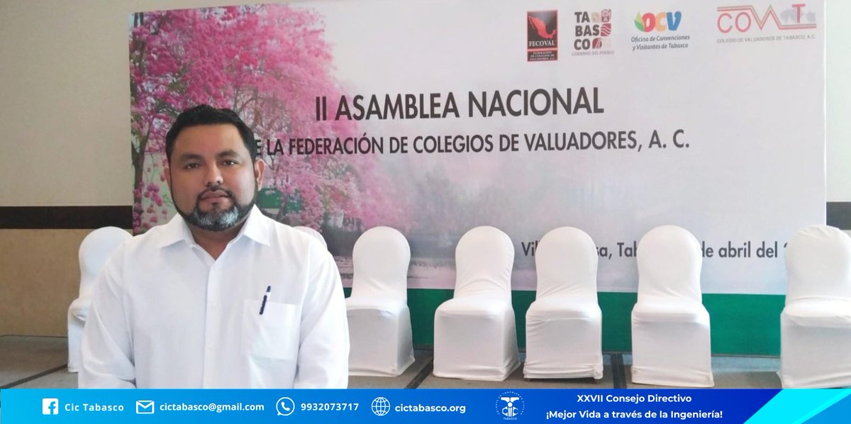 Cictab's tweet photo. Atendiendo la invitación del Colegio de Valuadores de Tabasco, el Dr. Ricardo Espino García, Presidente del CICT participó en la inauguración de la 2da. Asamblea Nacional Ordinaria de la Federación del Colegio de Valuadores, A.C.
#CICT #COVAT https://t.co/hBIbDqtPYj
