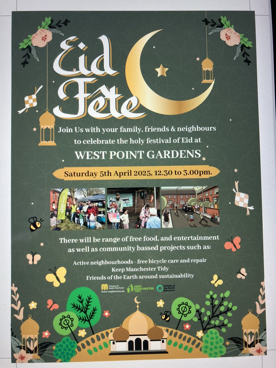 Lovely event happening tomorrow at West Point Gardens celebrating Eid. We’ll be offering free bike checks and free  basic maintenance (punctures, brake pads etc)