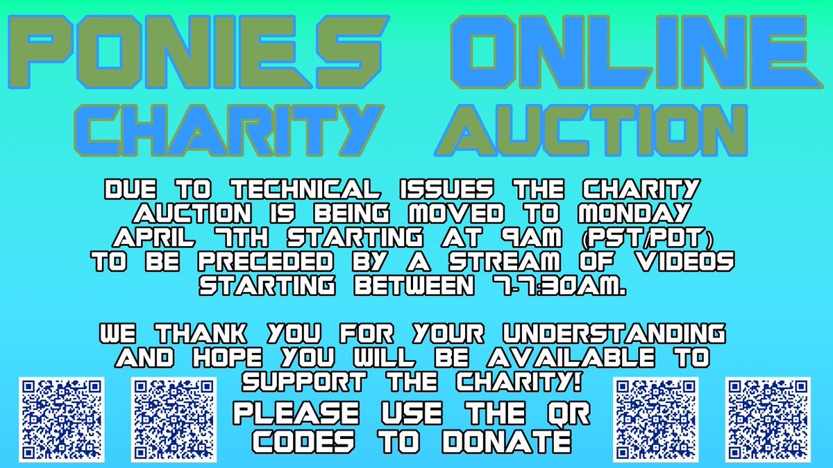 This is just a reminder that the charity has been moved to Monday!