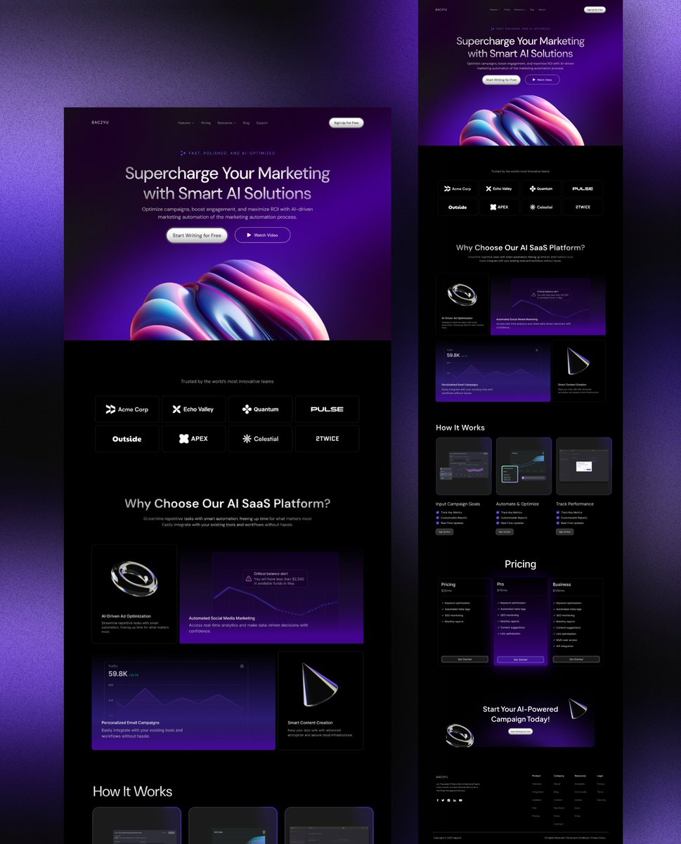 Designed this Ai Powered Marketing Automation Website 👩‍💻

How is it?     DM me for your Personal Website 📩