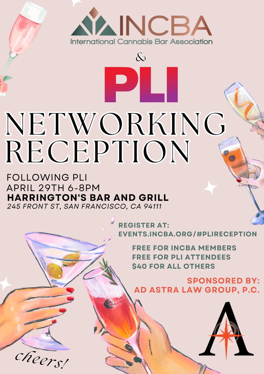 Join Us for the INCBA &amp; PLI Networking Reception! 

Unwind and connect with fellow legal professionals at our exclusive Networking Reception!

Register : events.incba.org/#plireception

A big thank you to Ad Astra Law Group, LLP, P.C. for sponsoring this event!
