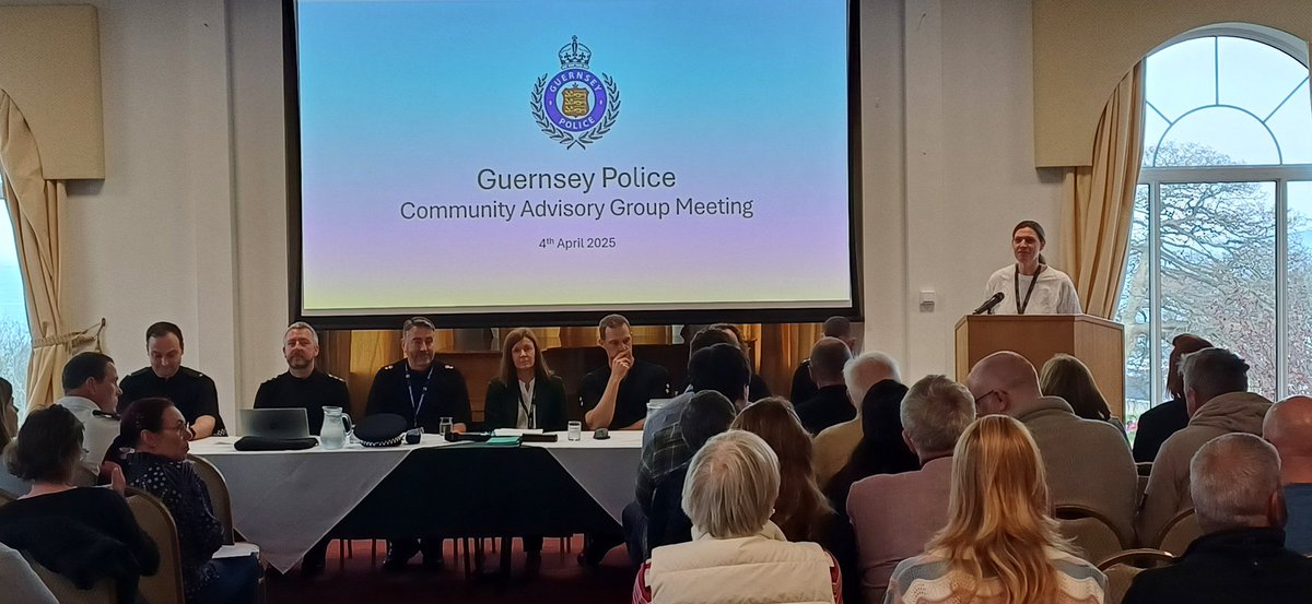 Jayne Ozanne (@jayneozanne) on Twitter photo Packed meeting at <a href="/LesCotils/">Les Cotils</a> with <a href="/GuernseyPolice/">Guernsey Police</a> who are 'working to create a safer #Guernsey- listening & taking on board community concerns.'
Marie Majeure introduces Chief Officer Damien Kitchen. Great to know 1700 responses to survey & they'll be doing parish meetings too Packed meeting at <a href="/LesCotils/">Les Cotils</a> with <a href="/GuernseyPolice/">Guernsey Police</a> who are 'working to create a safer #Guernsey- listening & taking on board community concerns.'
Marie Majeure introduces Chief Officer Damien Kitchen. Great to know 1700 responses to survey & they'll be doing parish meetings too