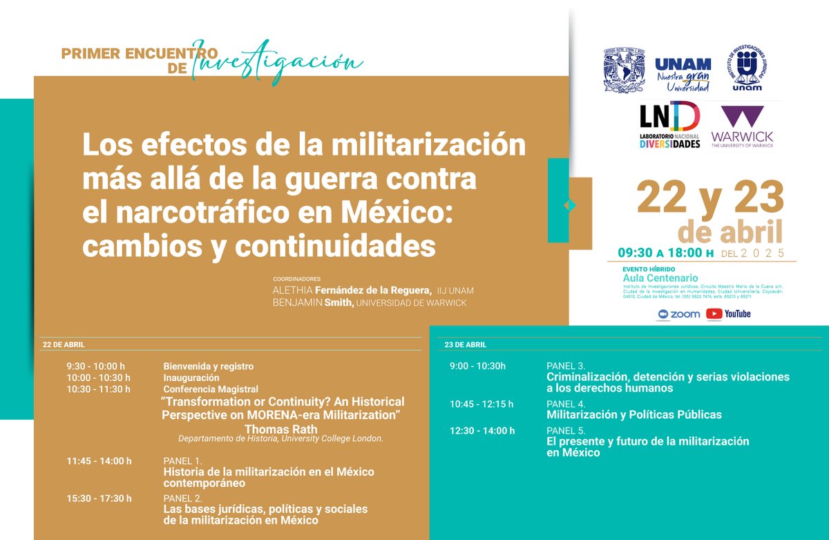 thom_rath's tweet image. 22-23 de abril, UNAM: Los efectos de la militarización más allá de la guerra contra el narcotráfico en México: cambios y continuidades