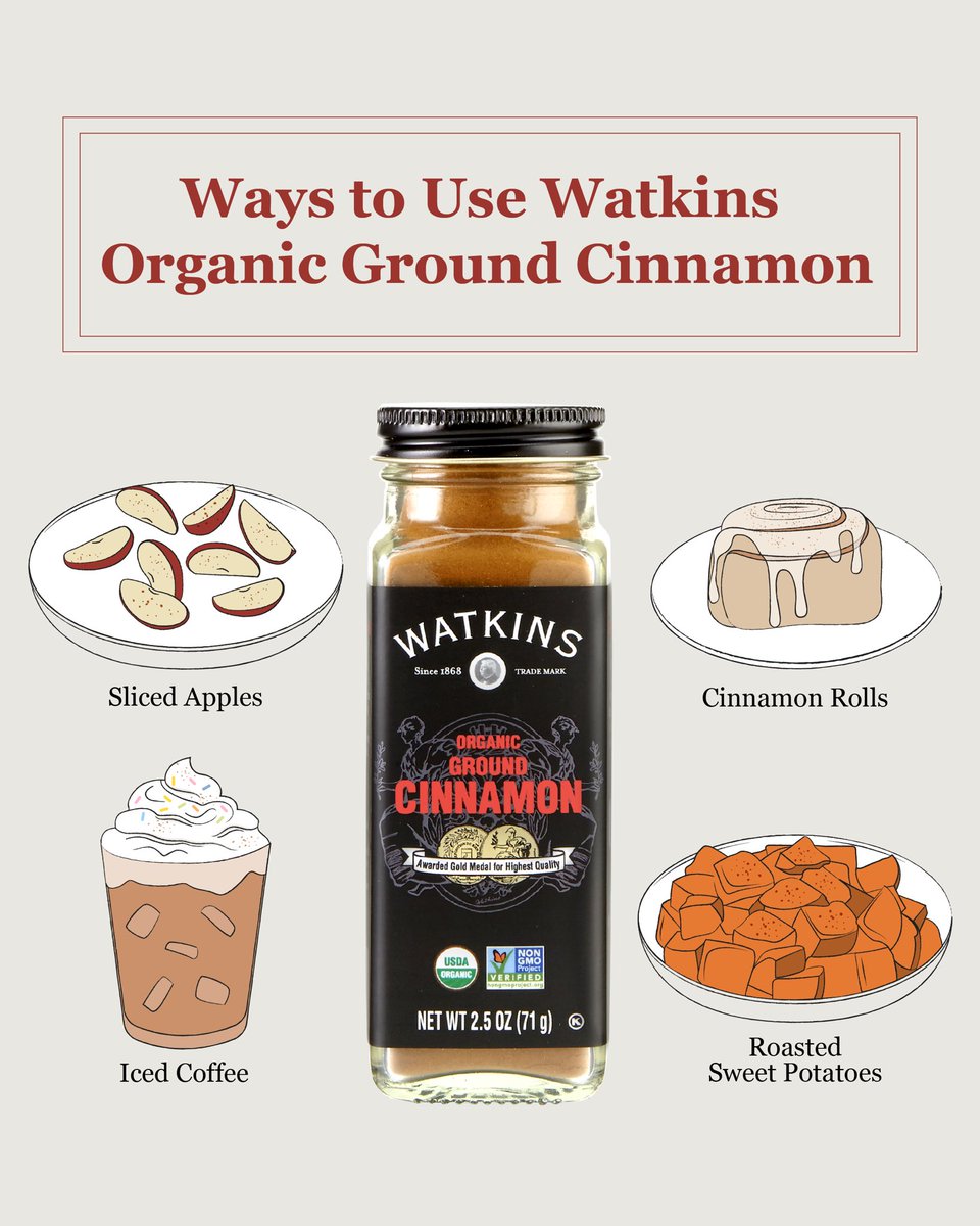 These are just a handful of ways to use Watkins Ground Cinnamon! What is your favorite?

#watkins1868 #cinnamon #watkinspices #snackideas
