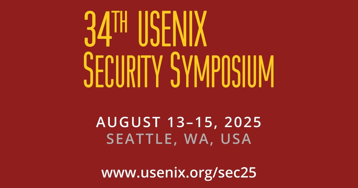 GeertDeBecker's tweet image. NEW: &apos;USENIX Security &apos;25&apos; conference by @usenix on Aug 13, 2025 in Seattle.
USENIX Security &apos;25 is a leading academic conference focused on cutting-edge research in computer security and privacy - #USENIX #SEC25 eventbrowse.com/event/usenix-s…
