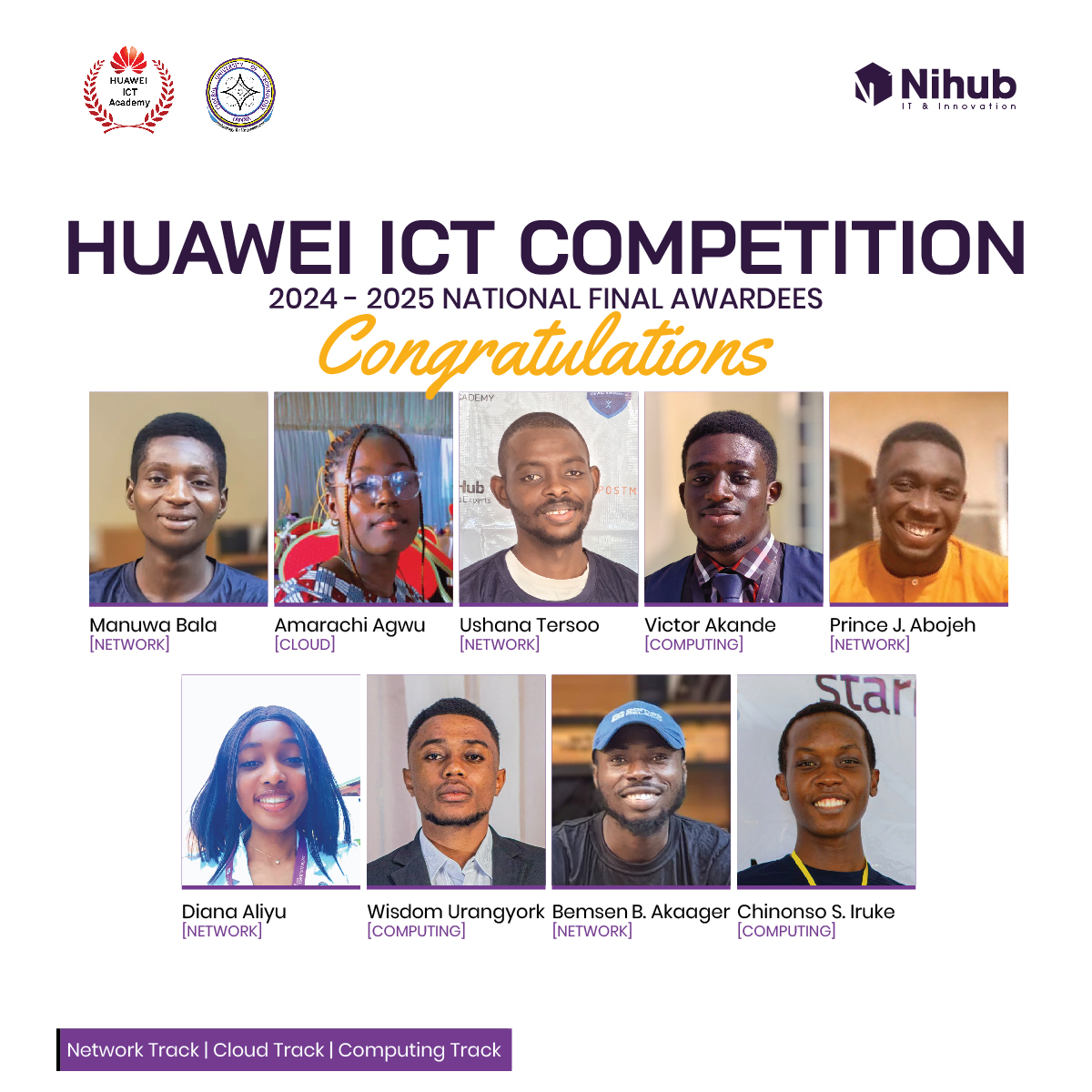 NihubFutminna's tweet image. Throwback to December 2024!
@NihubFutminna proudly celebrates the winners of the @Huawei ICT Competition National Finals. Your brilliance in Network, Cloud and Computing stood out, and we&apos;re still inspired!

#HuaweiICTCompetition #NihubFutminna #TechExcellence #Innovation