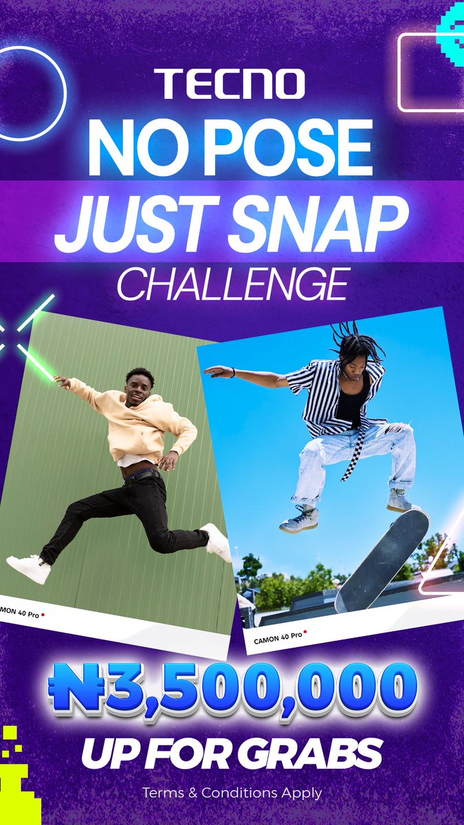 TECNO’s giving out ₦3.5M for creativity 👀
Head to their TikTok, find the #NoPoseJustSnap video, use the CapCut template, and post your version. Make sure you tag them and use the hashtag!