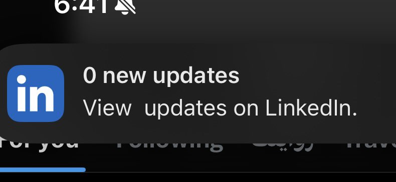Yeah #linkdedin just sent me a notification of 0 update