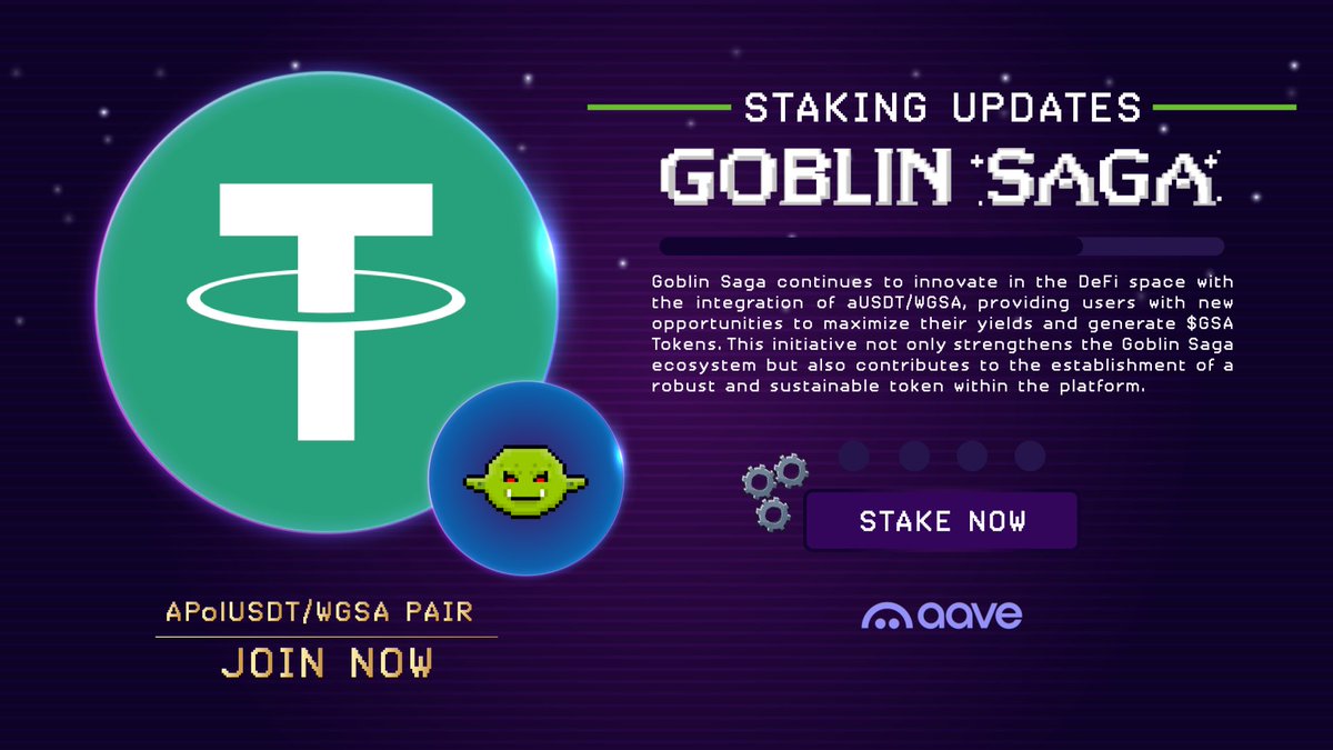 🚀 Introducing Liquid Staking in Goblin Saga DeFi: aUSDT/WGSA Pair!

Stake <a href="/aave/">Aave</a> $USDT &amp; $WGSA to earn high $GSA rewards while keeping liquidity.💰

🔗Start Now: app.goblinsaga.xyz/defi#restake
✅ 91.00% APR
✅ No lock-up, full DeFi access
✅ Auto-compounding rewards

Maximize your