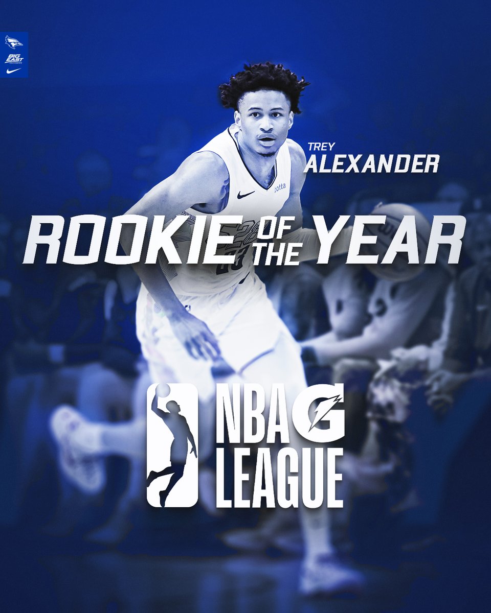 Creighton Men’s Basketball (@bluejaymbb) on Twitter photo Showed out in year 1 😤
Congrats to our guy <a href="/TrickyTrey23/">Trey Alexander</a> on being named the <a href="/nbagleague/">NBA G League</a> Rookie of the Year!
#ProJays Showed out in year 1 😤
Congrats to our guy <a href="/TrickyTrey23/">Trey Alexander</a> on being named the <a href="/nbagleague/">NBA G League</a> Rookie of the Year!
#ProJays