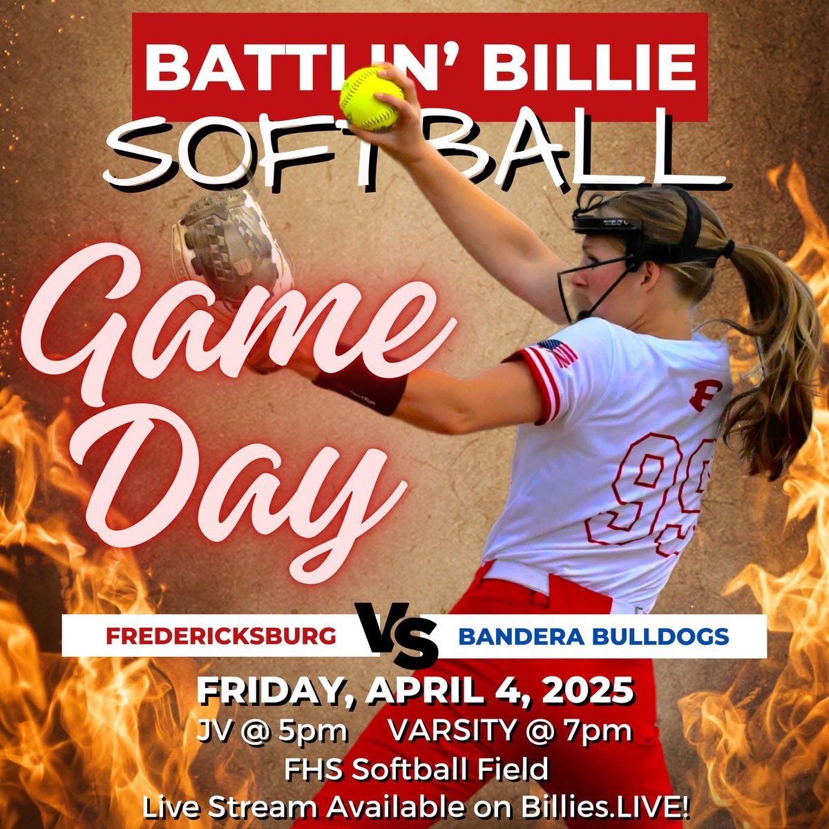 Game Day Update:
Varsity will play at 5pm followed by JV at 7pm.  
#OwnIt
<a href="/billiesports/">Fredericksburg Athletics</a>