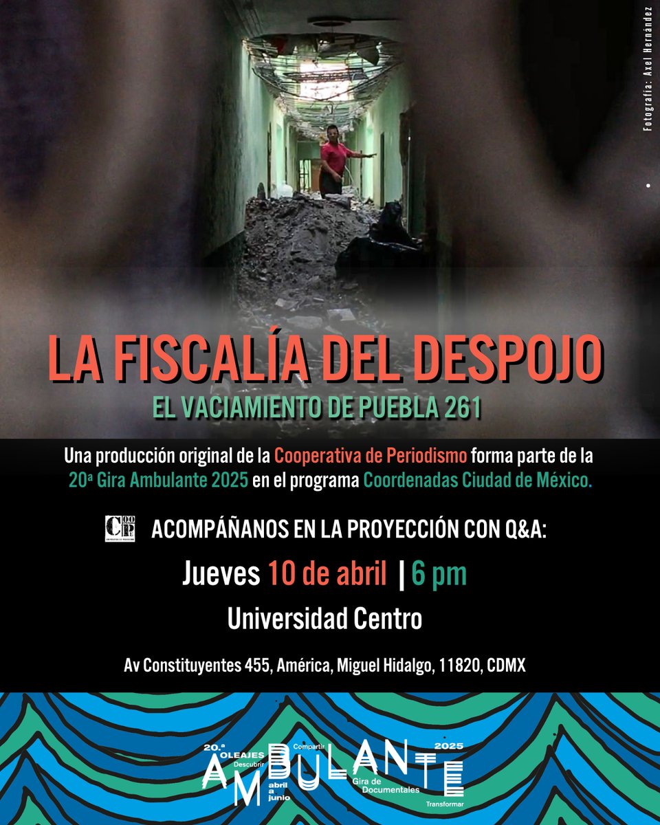 Acompáñenos esta semana en <a href="/Ambulante/">AMBULANTE</a>, mañana 7pm en el CNA, el martes 5:30 en el Teatro de La Paz y el próximo jueves en Universidad Centro <a href="/Chingadamadrx/">Cooperativa de periodismo</a>